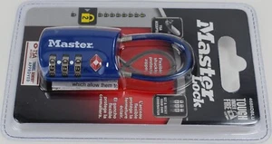 Box of 4 Master Lock 4688DBLU TSA Approved Blue 3 Dial Combination Luggage Lock - Picture 1 of 4