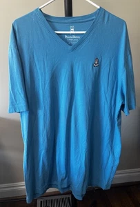 Psycho Bunny Shirt Men's Size 2XL 8 Blue V Neck Tee Short Sleeve Cotton Logo - Picture 1 of 7