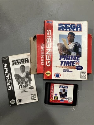 Prime Time NFL Starring Deion Sanders (Sega Genesis, 1995) CIB Complete - Image 1 of 4