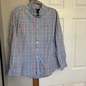 Mens Shirt-VINEYARD VINES-wht/blue/pink plaid cotton Slim Fit Whale Shirt Medium - Picture 1 of 22