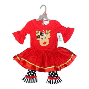 Emily Rose Girl's Holiday Theme Christmas Top & Leggings, 2 Piece Outfit Set - Picture 1 of 2