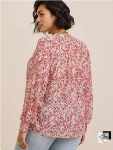 Blusa para mujer Torrid arrugada de gasa manga blusa ajustada floral talla 5 5X - Imagen 1 de 12