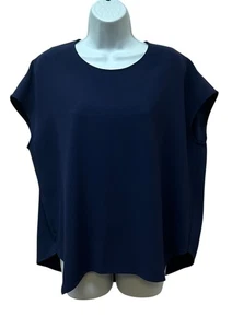 MM Lafleur Short Sleeve Top Blouse Navy Blue Oversized Boxy Minimalist Size M - Picture 1 of 6