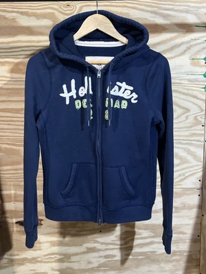 Hollister Y2K Full Zip Thick Hoodie Del Mar Navy Blue Women's Large Preppy - Image 1 of 4
