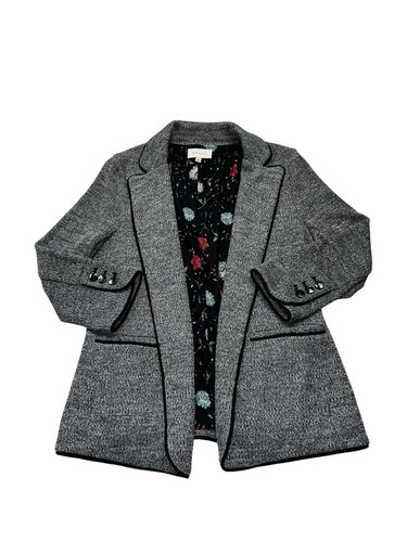 VETEMENTS Blazer donna Skies Are blu M Alana grigio tweed aperto davanti giacca ufficio foderato