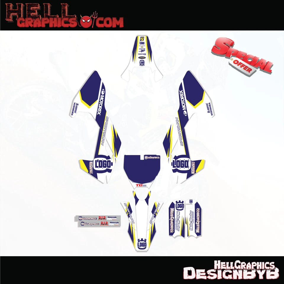 PARA HUSQVARNA TC50 TC 50 2017-2023 Calcomanía Gráficos Kit Adhesivo Línea Blanco Foto 1 de 1