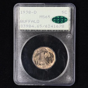 1938-D 5C MS65 CAC OGH Buffalo Nickel - PCGS Rattler - Great Eye Appeal PQ - Picture 1 of 4
