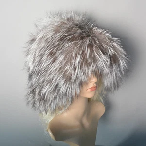 Women Hats Party Cap Warm Genuine Beanies Caps Fluffy Snow Real Fox Farm Fur - Picture 1 of 31