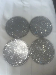 4 X Silver Glitter Coasters - Picture 1 of 4