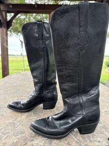 Falconhead By Lucchese Black Biker Cowboy Boots Size 5 C - Picture 1 of 9