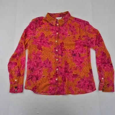 Camicia TED BAKER 2 10 rosa arancione donna floreale trasparente manica lunga... - Immagine 1 di 4