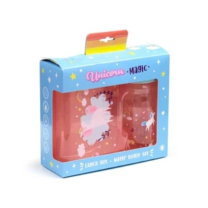 Puckator Unicorn Lunch Box & Bottle Set | BPA-Free Kids Snack Storage Combo - Picture 1 of 12