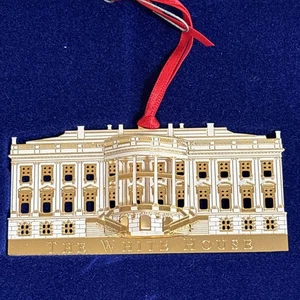 Vintage 1995 White House South Portico 3D Brass Ornament, OVP mit Papieren - Bild 1 von 9