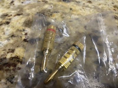 KNTK Pair 2x Close Screw Banana Gold-plated Connector for Speaker Wire Audio Sys - Image 1 of 2