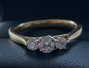 BUEN ANILLO VINTAGE DE DIAMANTES DE ORO DE 18 QUILATES TALLA N - 0,48 QUILATES DIAMANTES NATURALES - Imagen 1 de 18