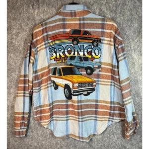 NWOT Ford Bronco Official License Graphic Print Womens Medium Flannel Button Up - Picture 1 of 7