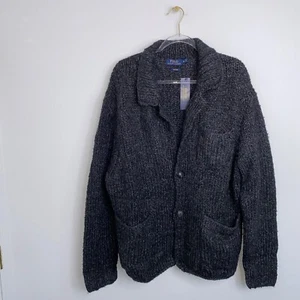 Polo Ralph Lauren Herren XL schwerer handgestrickter anthrazitfarbener Cardigan Pullover neu mit Etikett - Bild 1 von 11