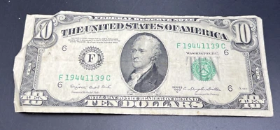 1950 C $10 Green Seal FRN Federal Reserve Note VG Circ #1944 Neat Serial # - Image 1 of 4