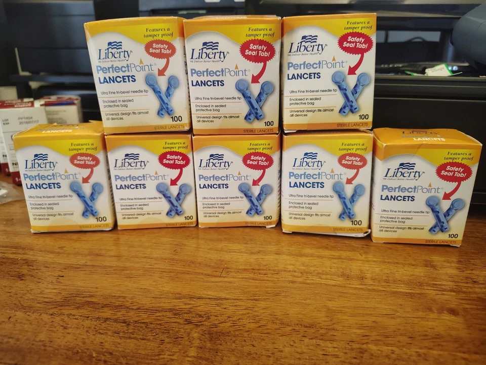 Liberty Perfect Point Diabetes Lancets - 8 Boxes - Total 800 Lancets New - Image 1 of 1