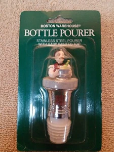Vintage Boston Warehouse Bottle Pourer Stainless Steel Pour With Hand-painted - Picture 1 of 3