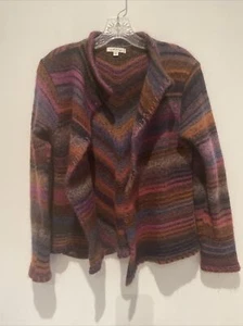 ORVIS Womens MEDIUM Multi-Colored Wool Blend Open Front Cardigan Sweater - Picture 1 of 3