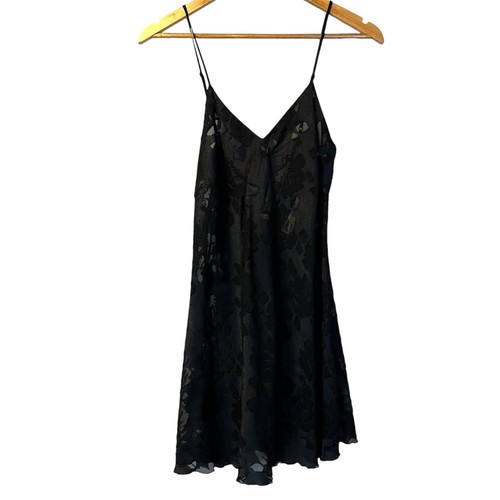 UNDERCOVER Abito slip vintage Victoria's Secret etichetta oro nero pizzo S fiocco stravagante Y2K