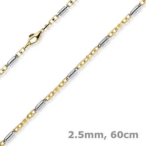 2,5mm Monte Carlo Kette Halskette aus 585 Gold Gelbgold Weißgold massiv 60cm - Bild 1 von 4
