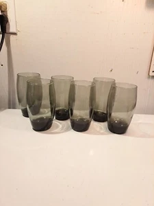 6 vintage MCM Style smoke gray water glasses. stemware. glassware. glass - Picture 1 of 4