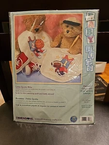 NEW DIMENSIONS BABY HUGS LITTLE SPORTS BIBS CROSS STITCH 73257 - Picture 1 of 2