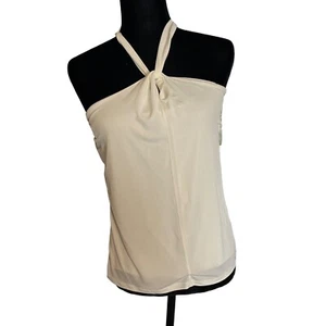 Ellen Tracy Halter Top White Sleeveless Shirt Size M Style Z7C2871ZR - Picture 1 of 12