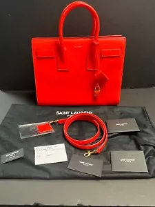 Bolso Saint Laurent NARANJA NEÓN SAC DE JOUR Mini Pequeño BOLSO DE CUERO LISO ¡RARO!¡! - Imagen 1 de 9