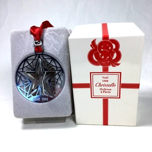 CHRISTOFLE 1988 Plato de Plata Adorno de Navidad Corona Estrella 3D - Imagen 1 de 9