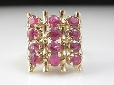 Ruby Ring Estate Vintage Bamboo 14K Yellow Gold Genuine Retro Fine Jewelry Red