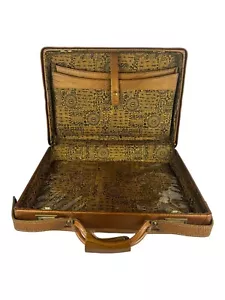Vintage Hartmann Luggage - Leather Belt Snap Gold Pattern Lined Suitcase - Picture 1 of 18