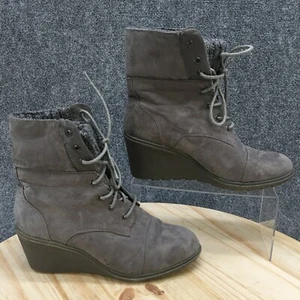 ShoeDazzle Stiefel Damen 9,5 Maven Schnürstiefelette Keilabsatz grau Winter - Bild 1 von 10