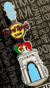 LISBON PORTUGAL TRIUMPHAL ARCH GUITAR PORTUGUESE FLAG CORE Hard Rock Cafe PIN - Picture 1 of 1