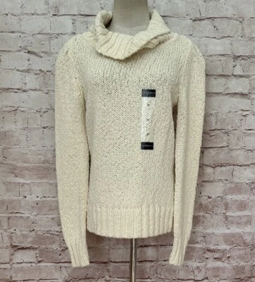 Suéter Pullover Liz Claiborne Mujer Marfil Tejido Capucha Cuello Pequeño PP NUEVO Foto 1 de 4