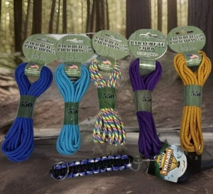 5 Parachute 550 16ft 4.8M Paracord Cord Blue Rainbow Purple Gold NEW + Keychain - Picture 1 of 6