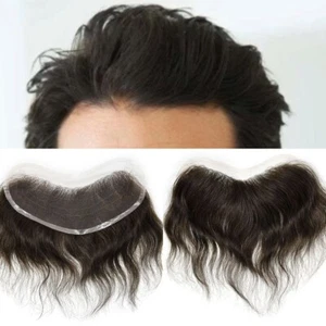 Mens Frontal Receding Hairline 100% Human Hairpiece Full Lace Forehead Hairline - Picture 1 of 19