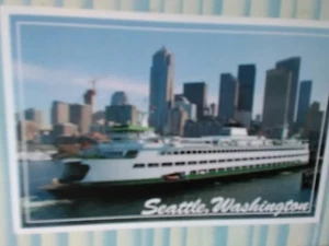 AERIAL VIEW SEATTLE PHOTO POST CARD WASHINGTON STATE FERRIES SEATTLE WASHINGTON - Picture 1 of 10