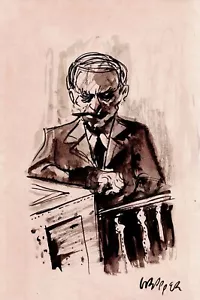 William Grooper disegno originale Paint-wash The Speaker - Foto 1 di 2
