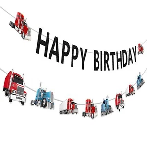 Construction Birthday Banner Truck Happy Birthday Banner Garland for Boys Gir... - Picture 1 of 6