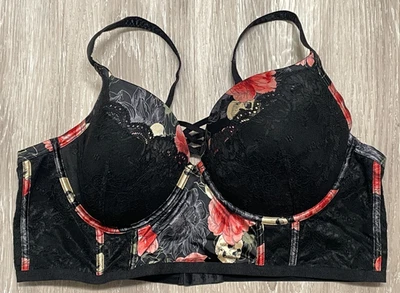 Бюстгальтер Torrid Curves 44DD пуш-ап РОЗОВЫЙ черный кружевной многоходовой трансформируемый без бретелек - Изображение 1 из 4