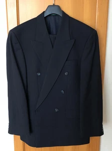 Herren Anzug Gr. 48 Sakko Hose Tangohose C&A Canda Gr. 48 Dunkelblau 2-Reihig - Bild 1 von 13