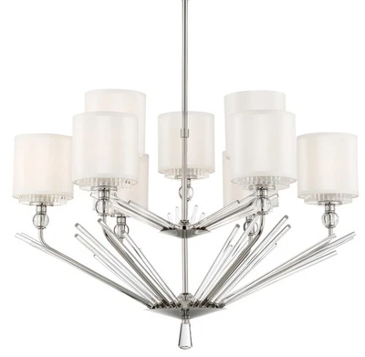 Lámpara de araña Metropolitan N7389 Sutton 9 luces 32" W - níquel Foto 1 de 4