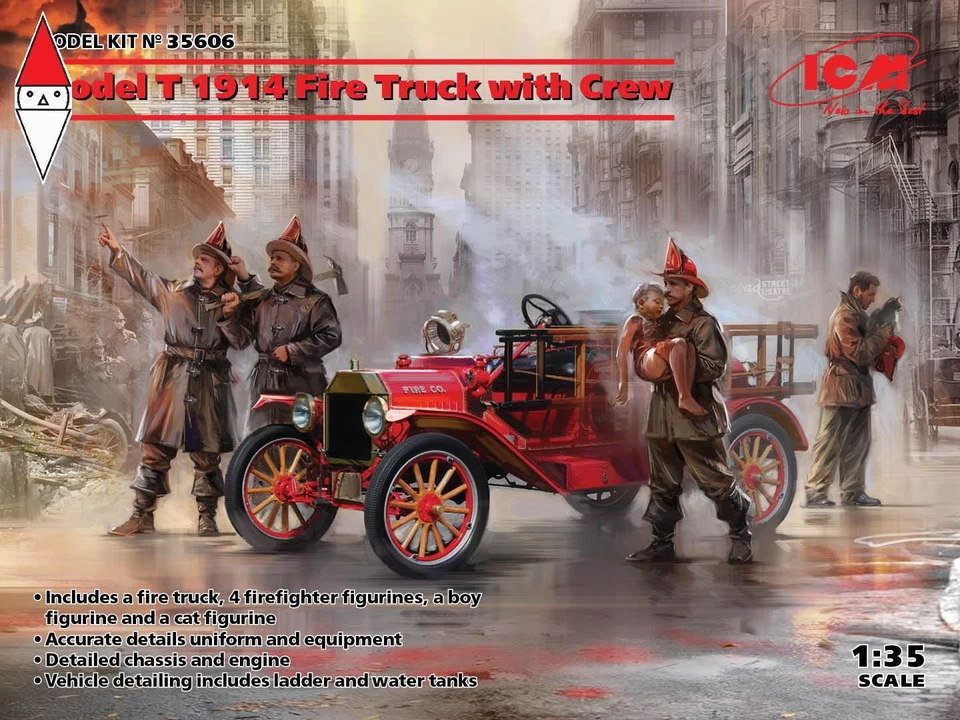ICM 1/35 MODEL T 1914 FIRE TRUCK WITH CREW - Immagine 1 di 1