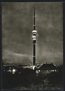 Dresden, Der Fernsehturm bei Nacht, Ansichtskarte - Bild 1 von 2