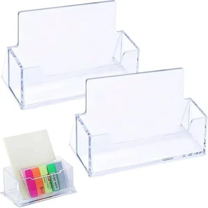 2 PCS Clear Acrylic Business Card Holder Stand - Elegant Desk Organizer - Picture 1 of 4