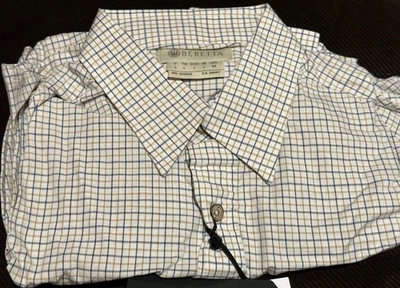 BERETTA Wood Plain Collar Long Sleeve Shirt Grey/Tan Check Mens Size M - Image 1 of 4