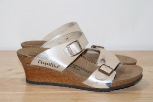 PAPILLIO by BIRKENSTOCK DOROTHY Metallic Champagne Strap Wedge Sandal EU 37 US 6 - Picture 1 of 13